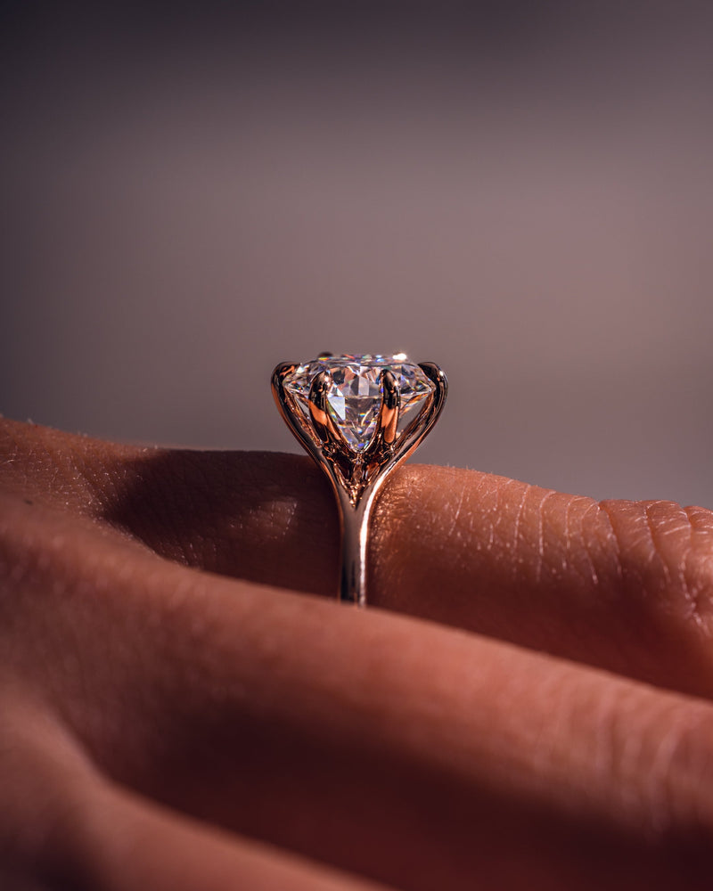 1.0-3.0 CT Round  CVD Diamond Solitaire Split Shank Style Engagement Ring