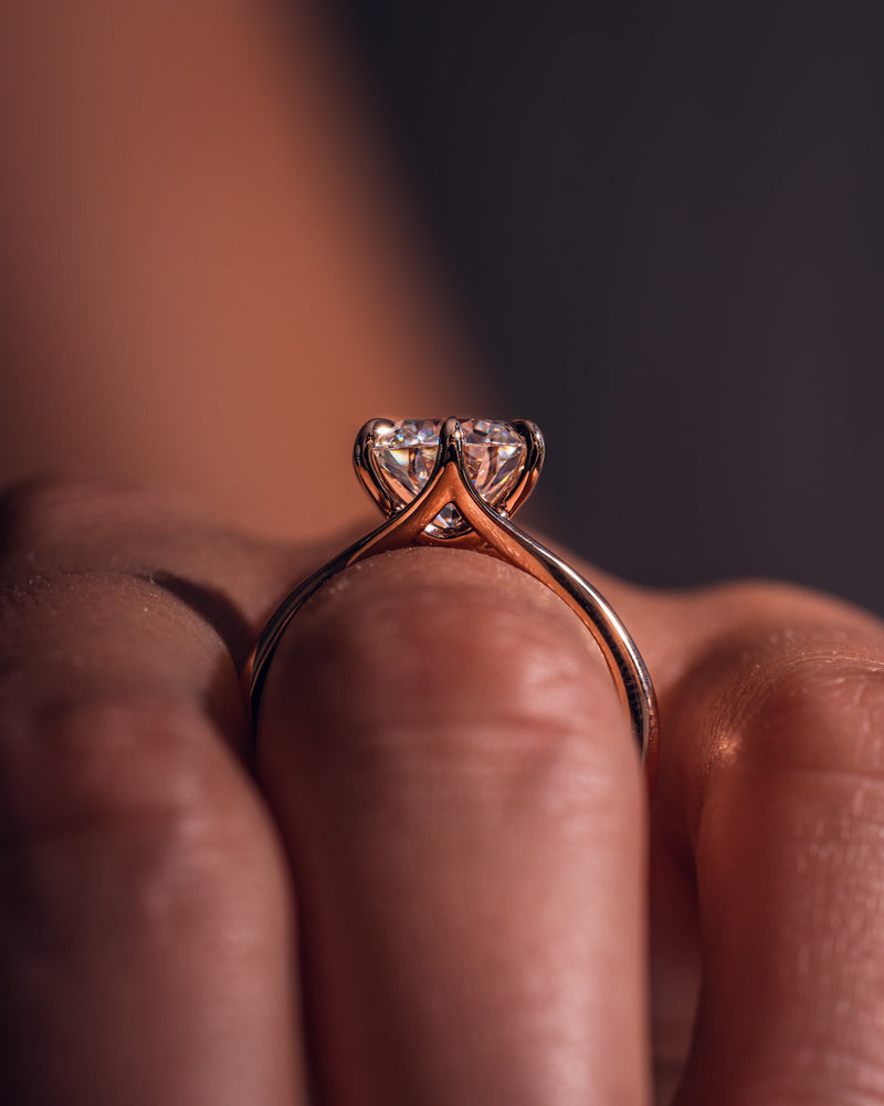 1.0-3.0 CT Round  CVD Diamond Solitaire Split Shank Style Engagement Ring