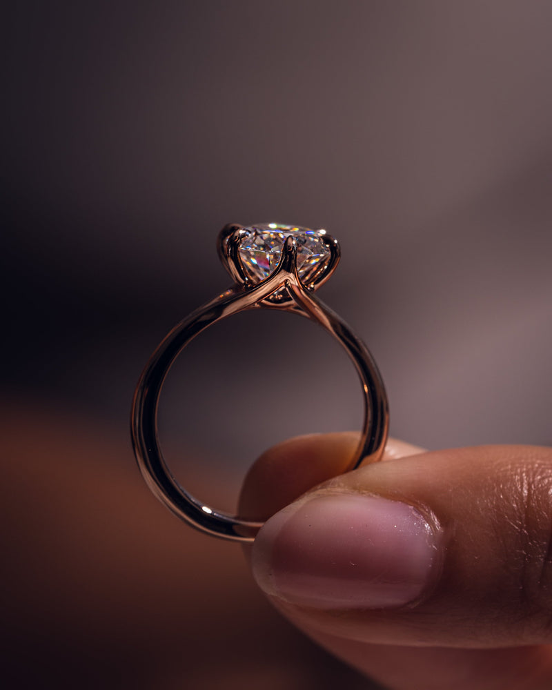 1.0-3.0 CT Round  CVD Diamond Solitaire Split Shank Style Engagement Ring