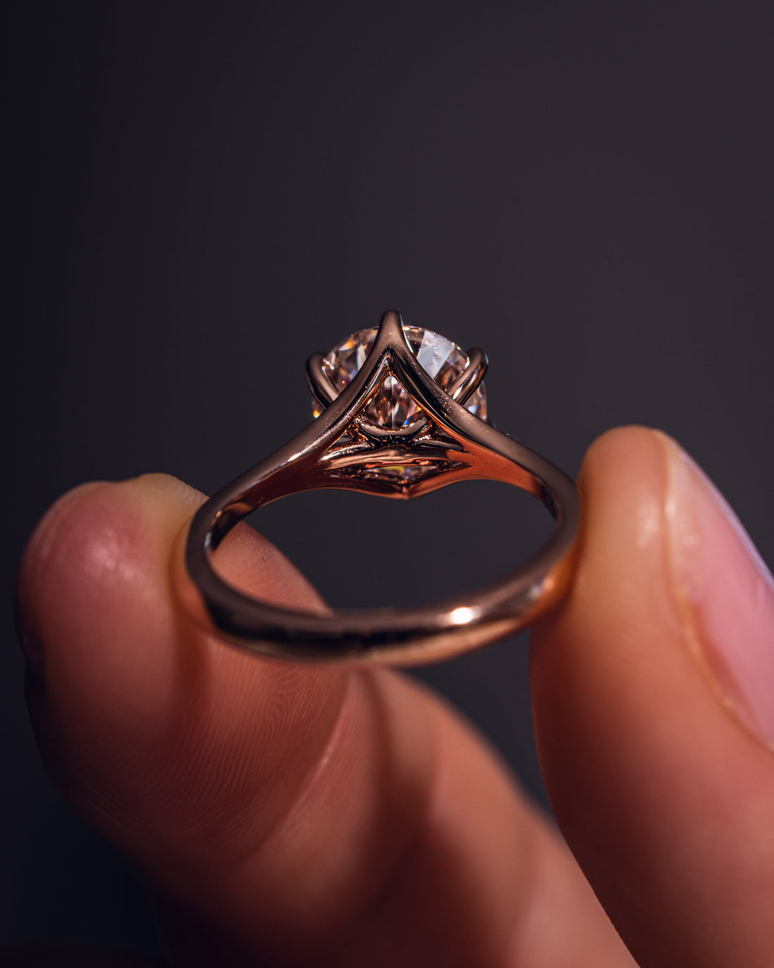 1.0-3.0 CT Round  CVD Diamond Solitaire Split Shank Style Engagement Ring