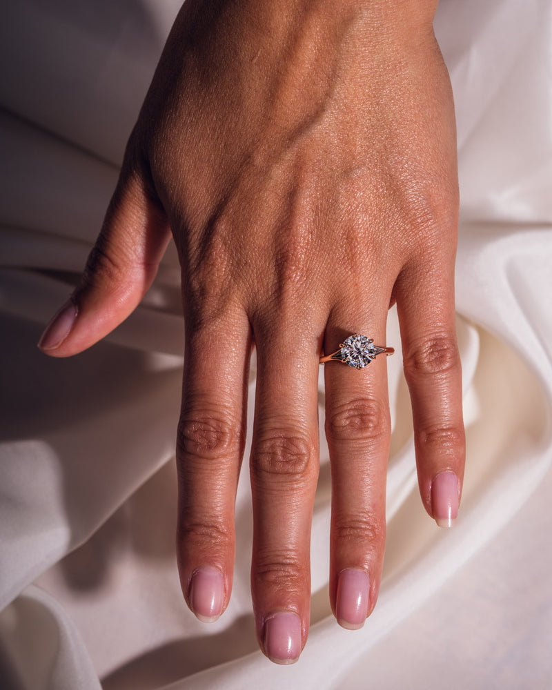 1.0-3.0 CT Round  CVD Diamond Solitaire Split Shank Style Engagement Ring