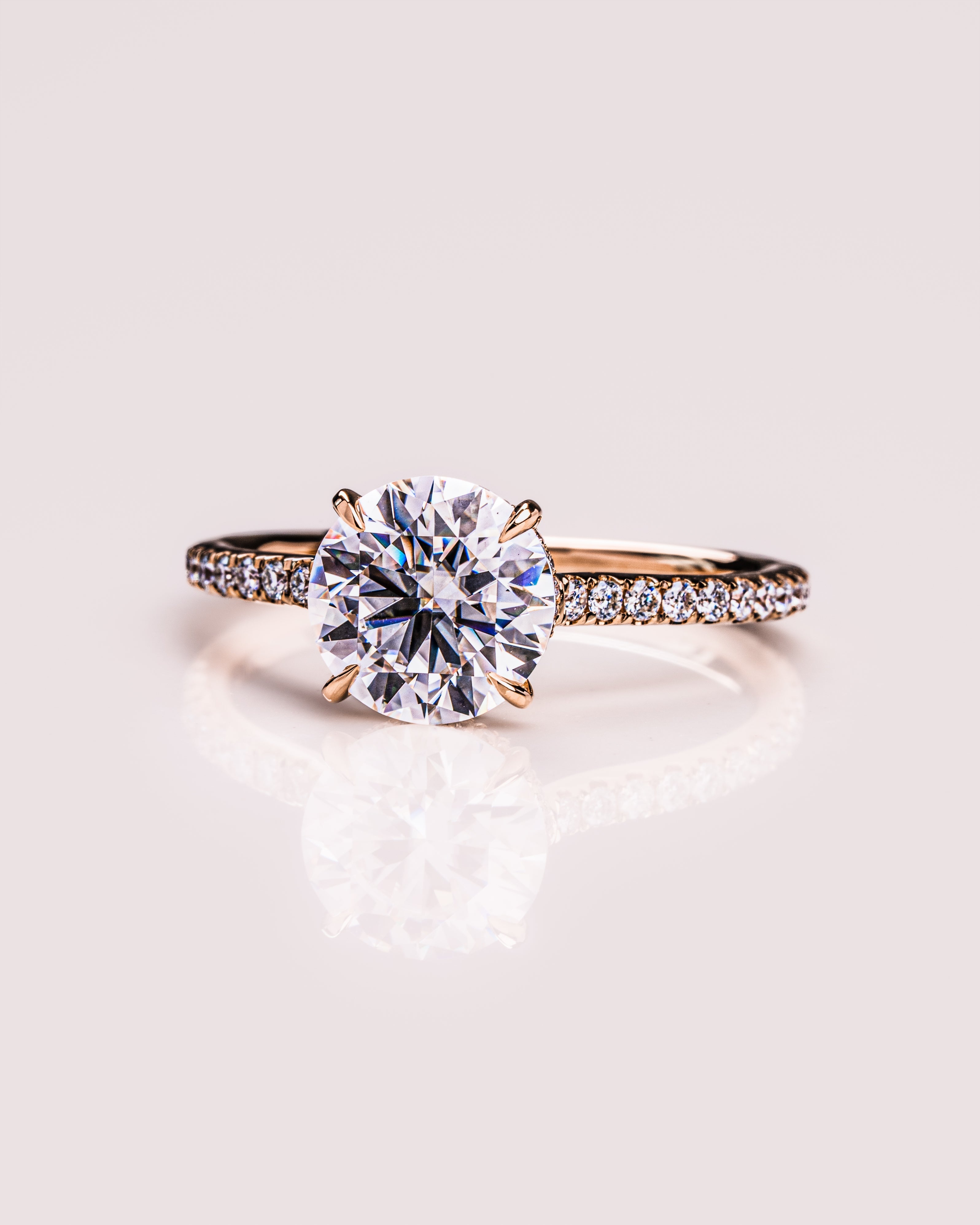 1.50 - 2.50 CT Round CVD Diamond Hidden Halo Engagement Ring