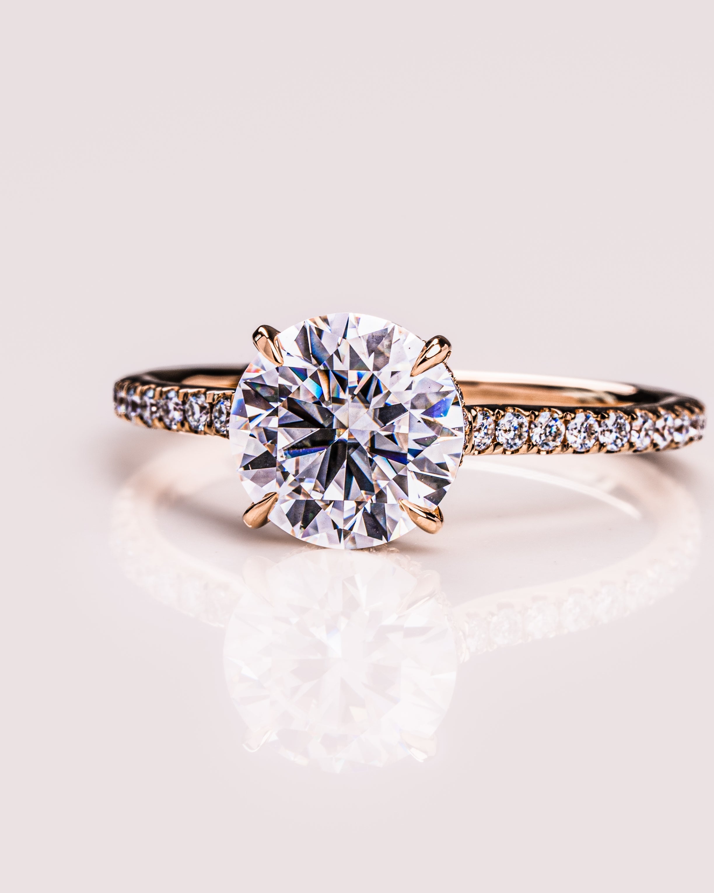 1.50 - 2.50 CT Round CVD Diamond Hidden Halo Engagement Ring