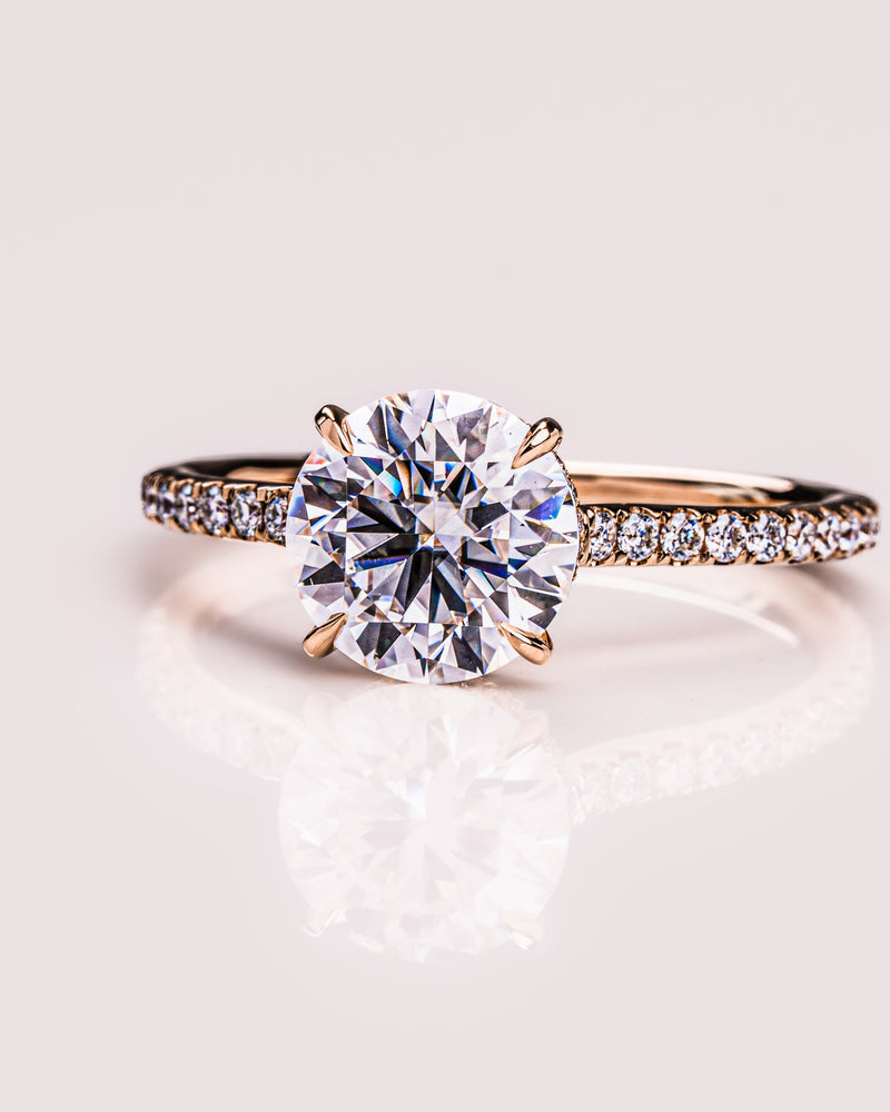 1.50 - 2.50 CT Round CVD Diamond Hidden Halo Engagement Ring