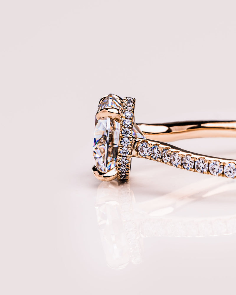 1.50 - 2.50 CT Round CVD Diamond Hidden Halo Engagement Ring