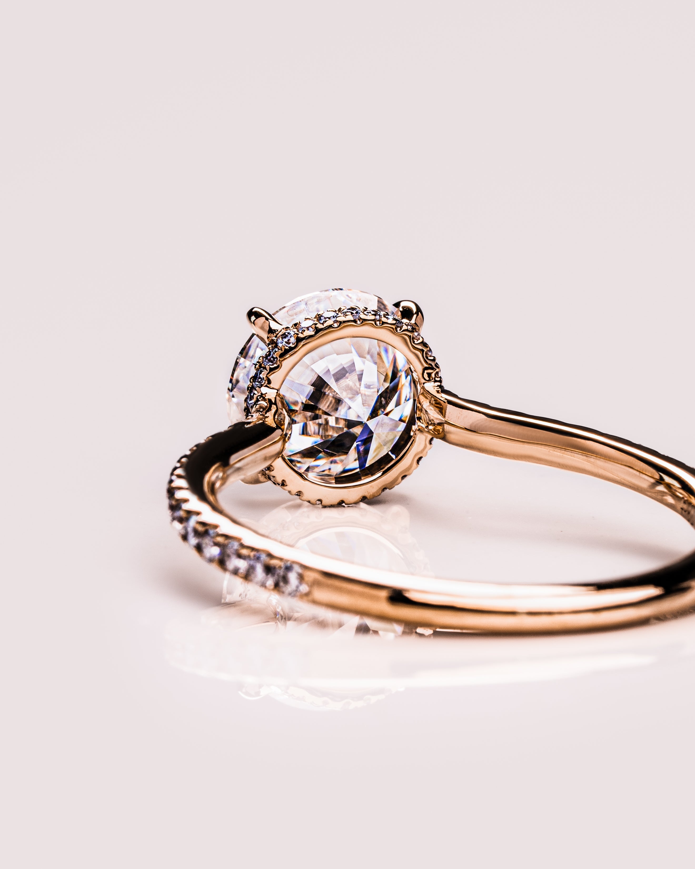 1.50 - 2.50 CT Round CVD Diamond Hidden Halo Engagement Ring