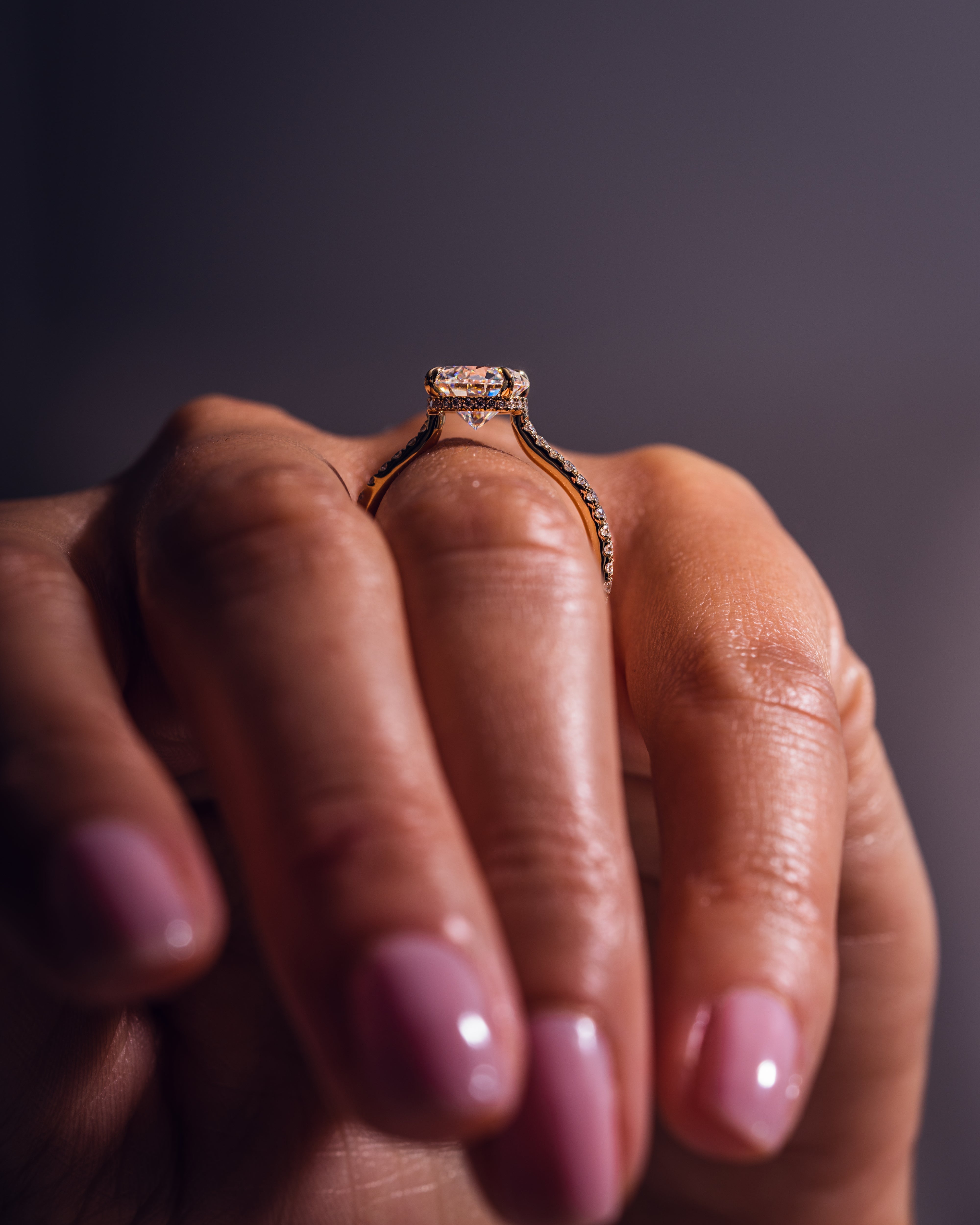 1.50 - 2.50 CT Round CVD Diamond Hidden Halo Engagement Ring