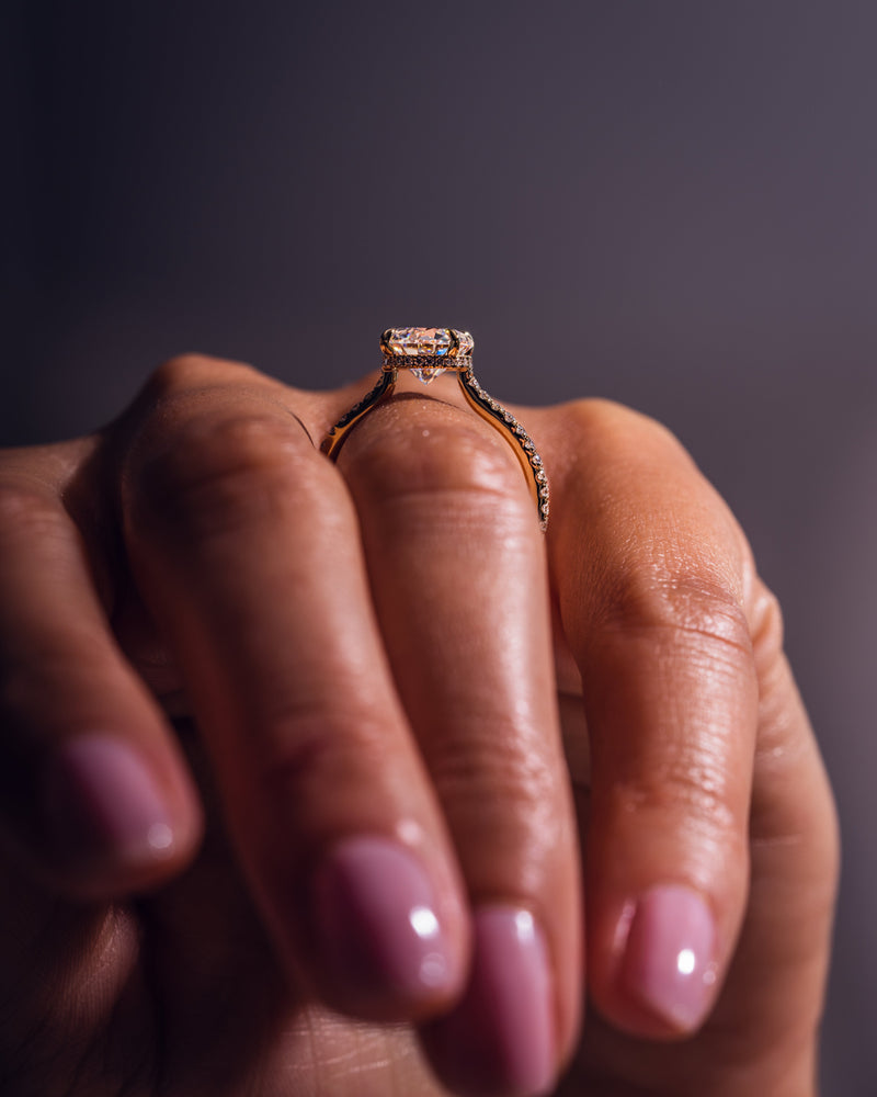 1.50 - 2.50 CT Round CVD Diamond Hidden Halo Engagement Ring