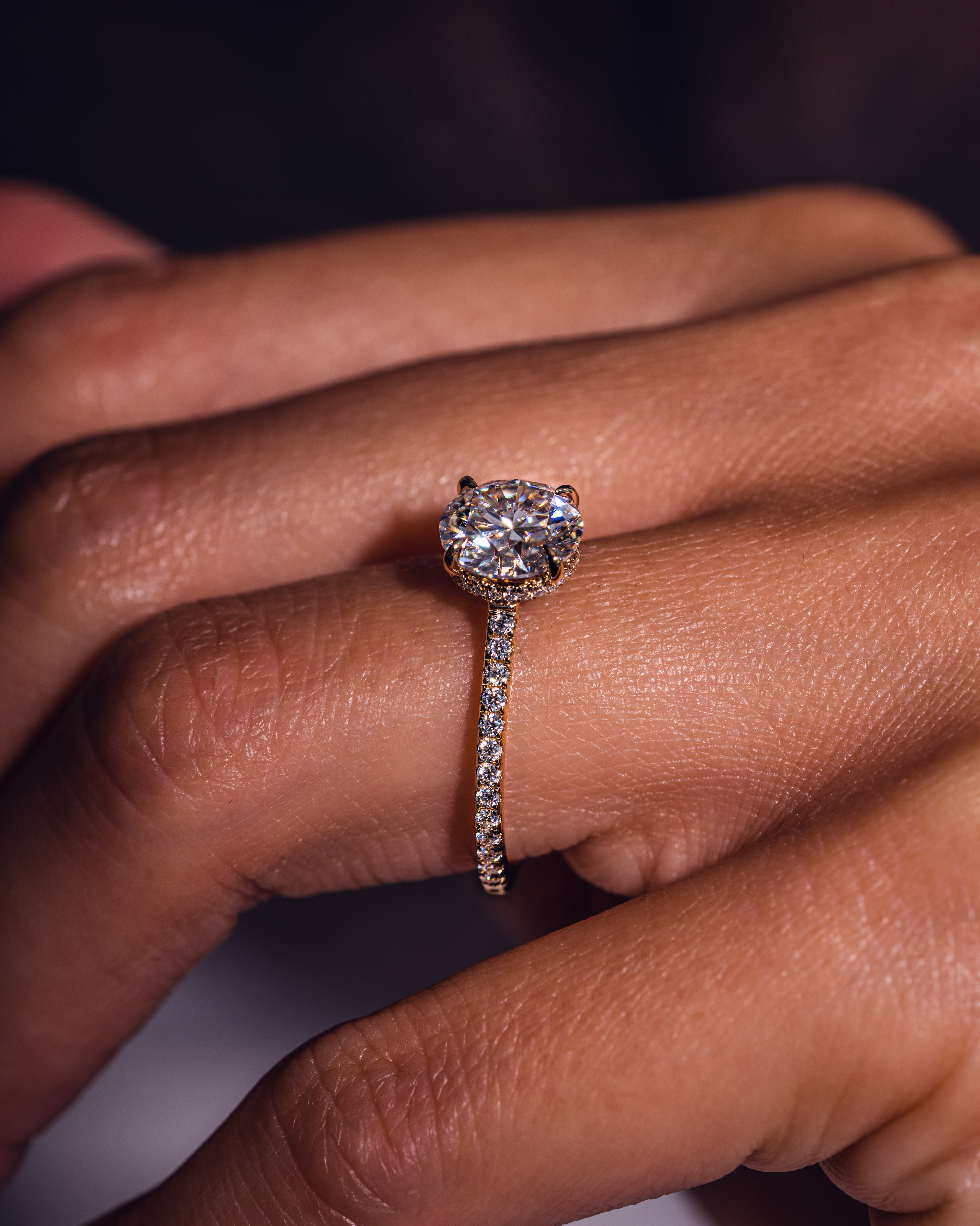 1.50 - 2.50 CT Round CVD Diamond Hidden Halo Engagement Ring