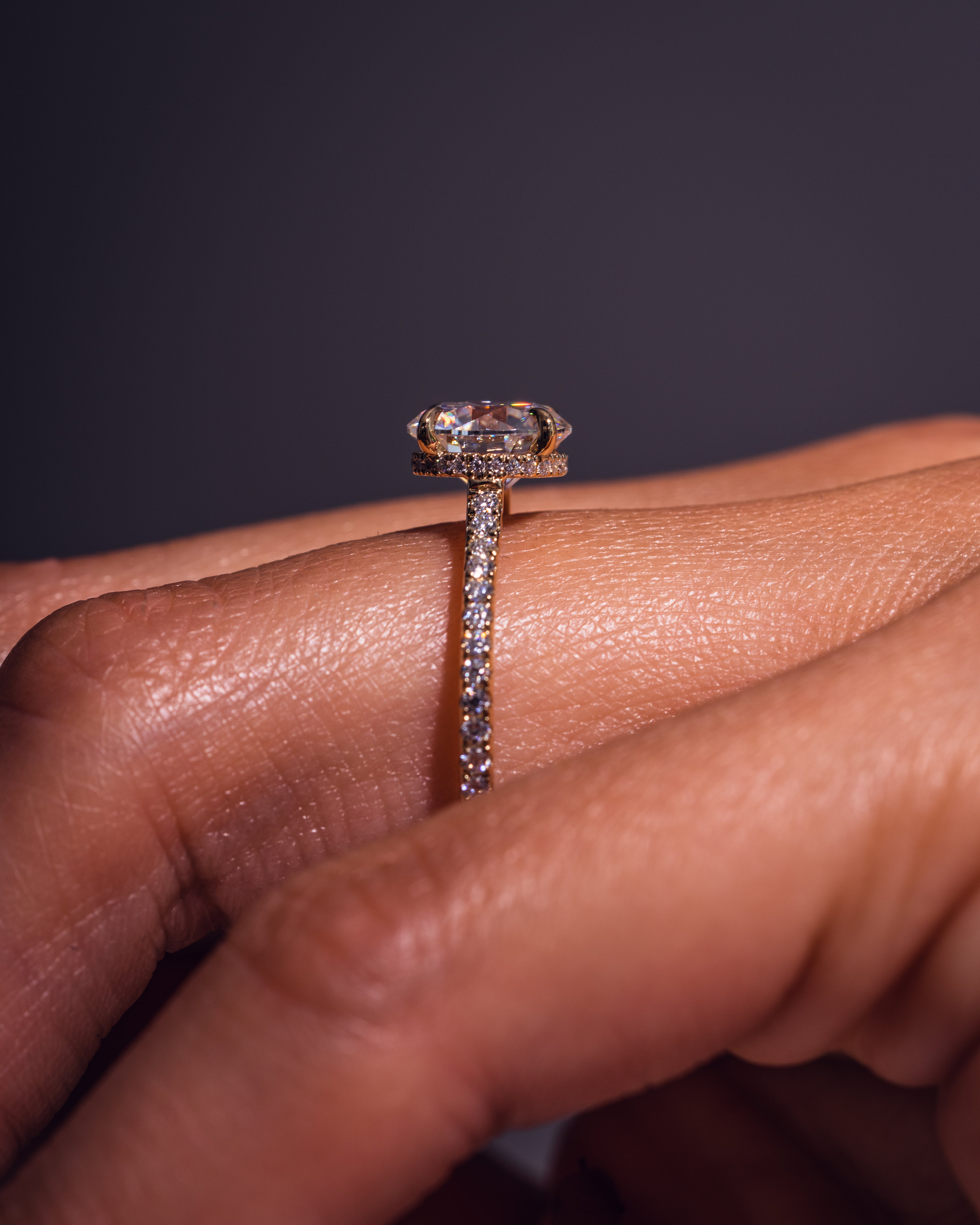 1.50 - 2.50 CT Round CVD Diamond Hidden Halo Engagement Ring