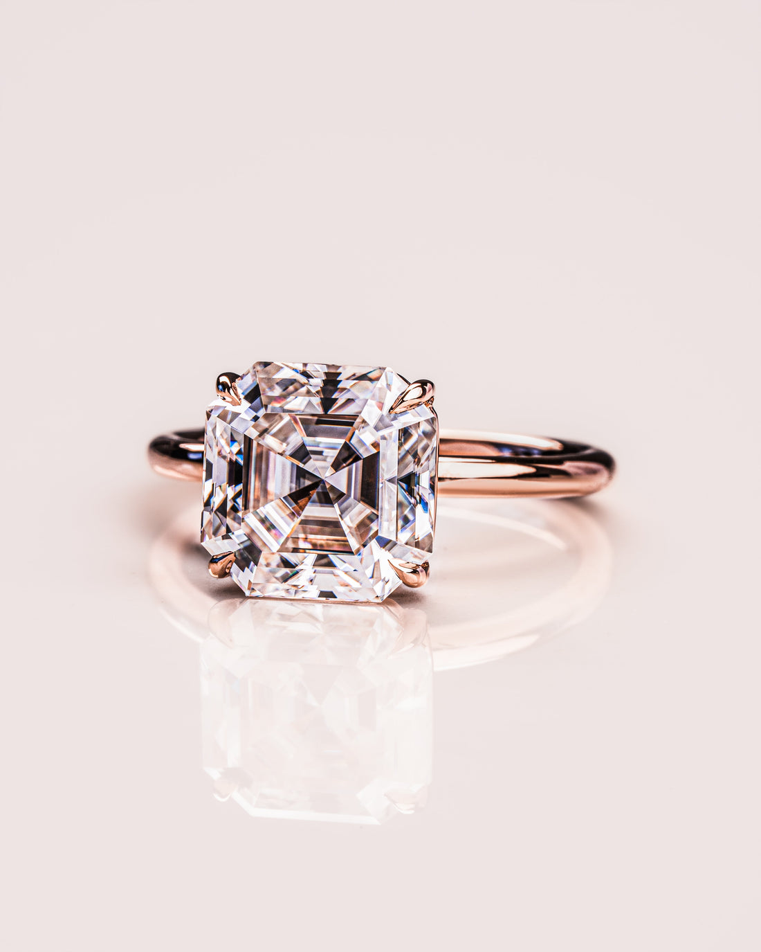 1.20-3.20 CT Asscher  CVD Diamond Solitaire Engagement Ring