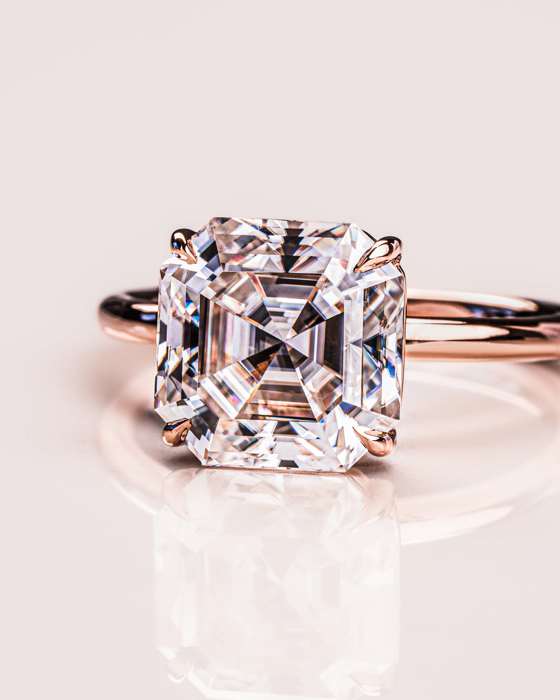 1.20-3.20 CT Asscher  CVD Diamond Solitaire Engagement Ring