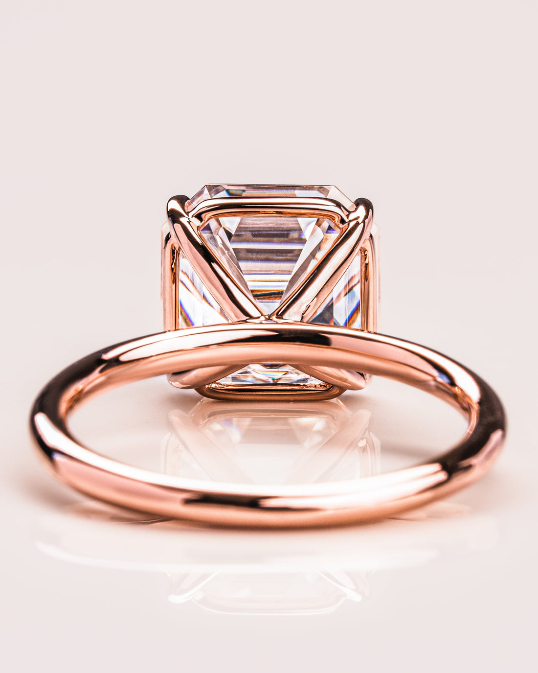 1.20-3.20 CT Asscher  CVD Diamond Solitaire Engagement Ring