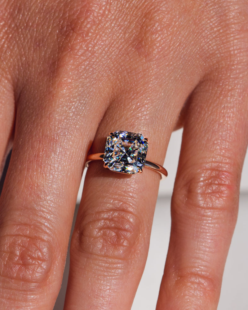 1.20-3.20 CT Asscher  CVD Diamond Solitaire Engagement Ring