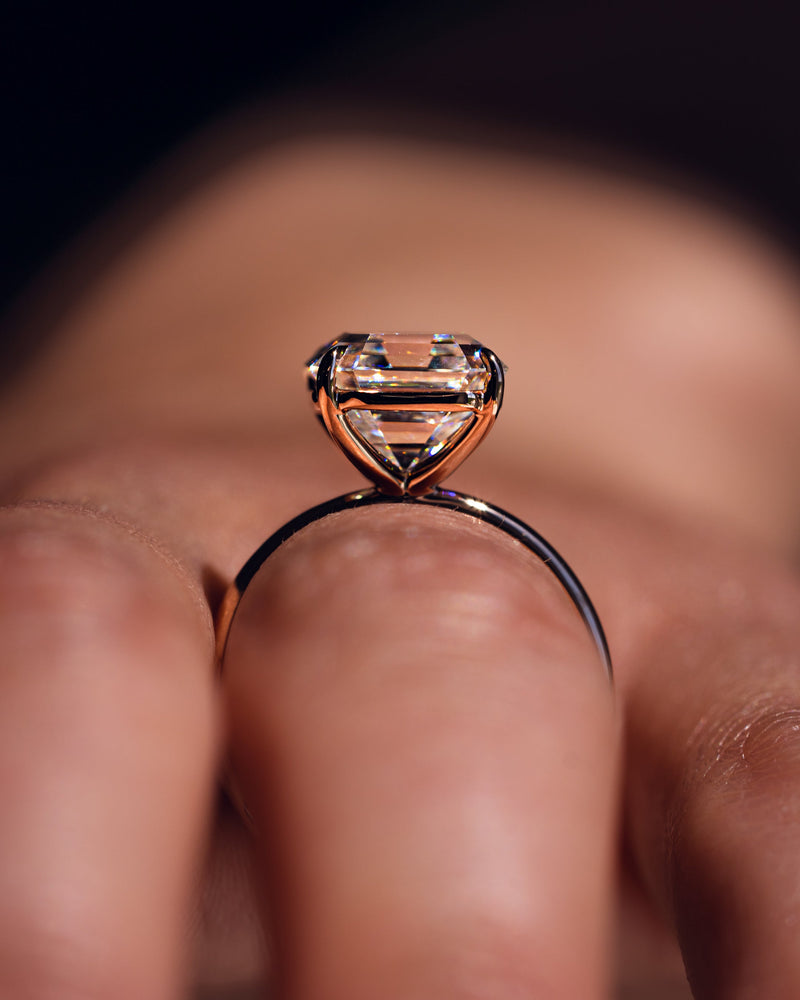 1.20-3.20 CT Asscher  CVD Diamond Solitaire Engagement Ring