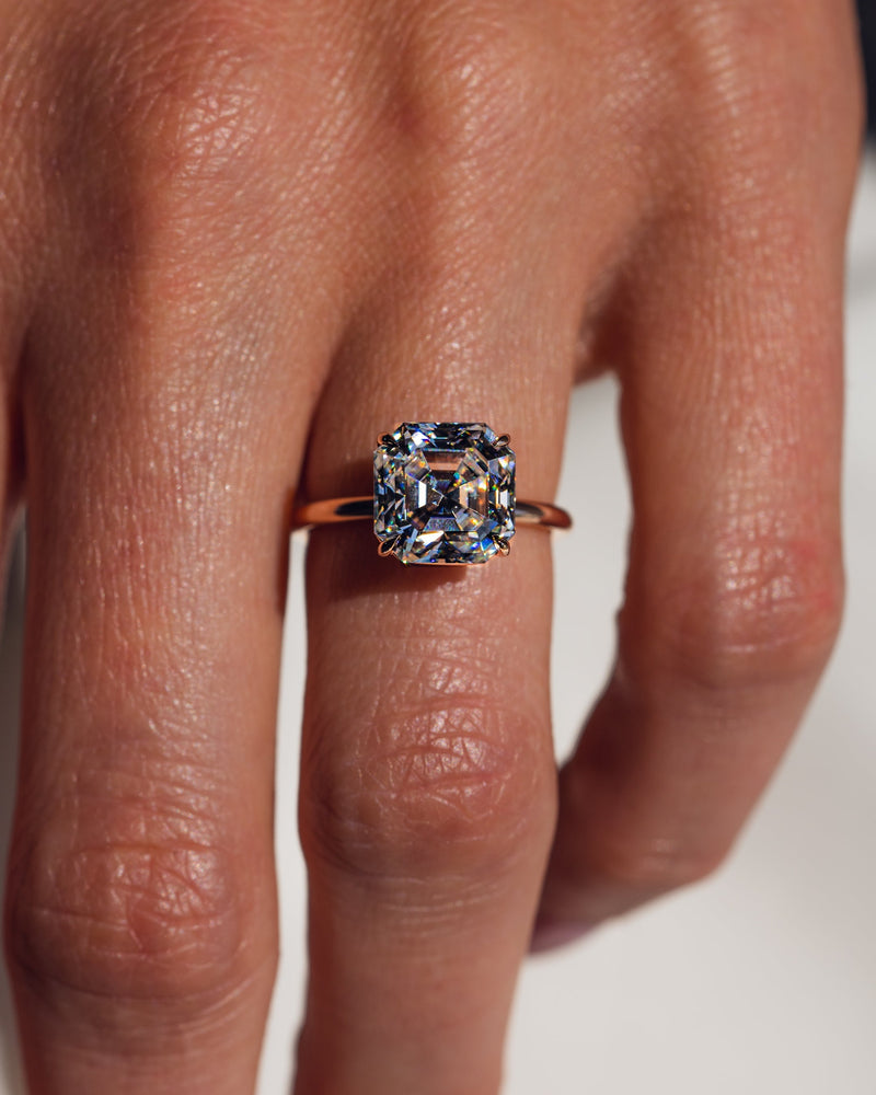 1.20-3.20 CT Asscher  CVD Diamond Solitaire Engagement Ring