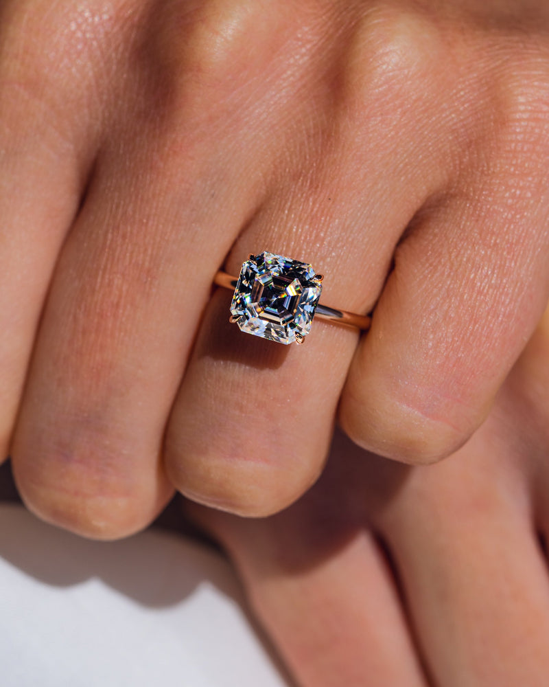 1.20-3.20 CT Asscher  CVD Diamond Solitaire Engagement Ring