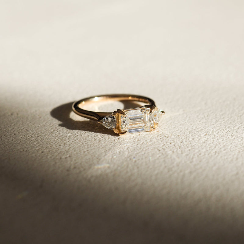 1.0 CT Emerald E/VS1 CVD Diamond Three Stone Style Engagement Ring