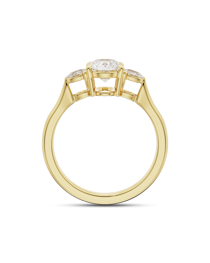 1.5 - 3.5 CT Oval CVD Diamond Three Stone Style Engagement Ring