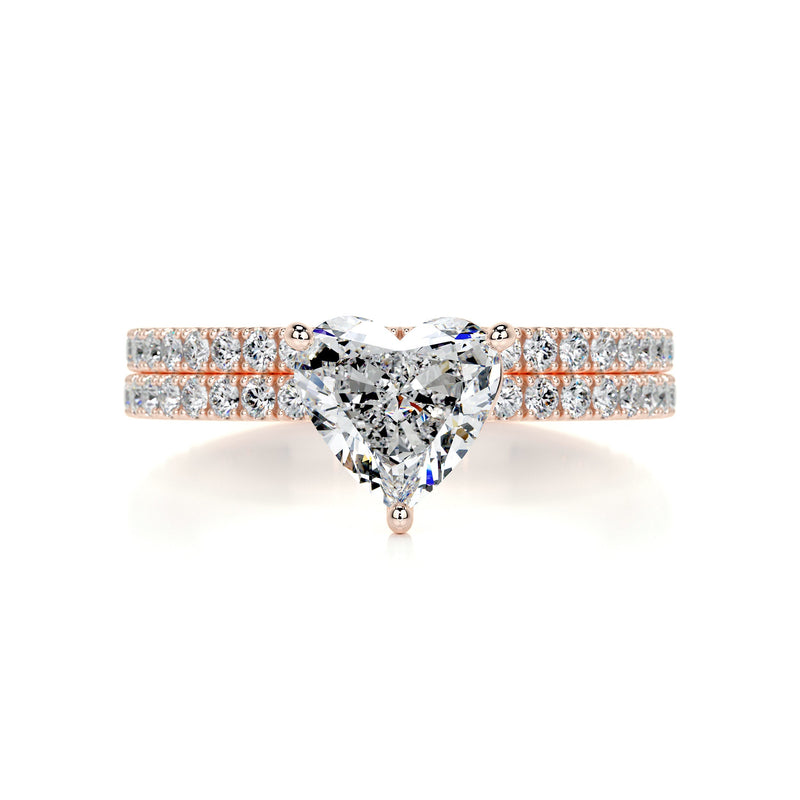 Heart Pave · Moissanite Bridal ring set
