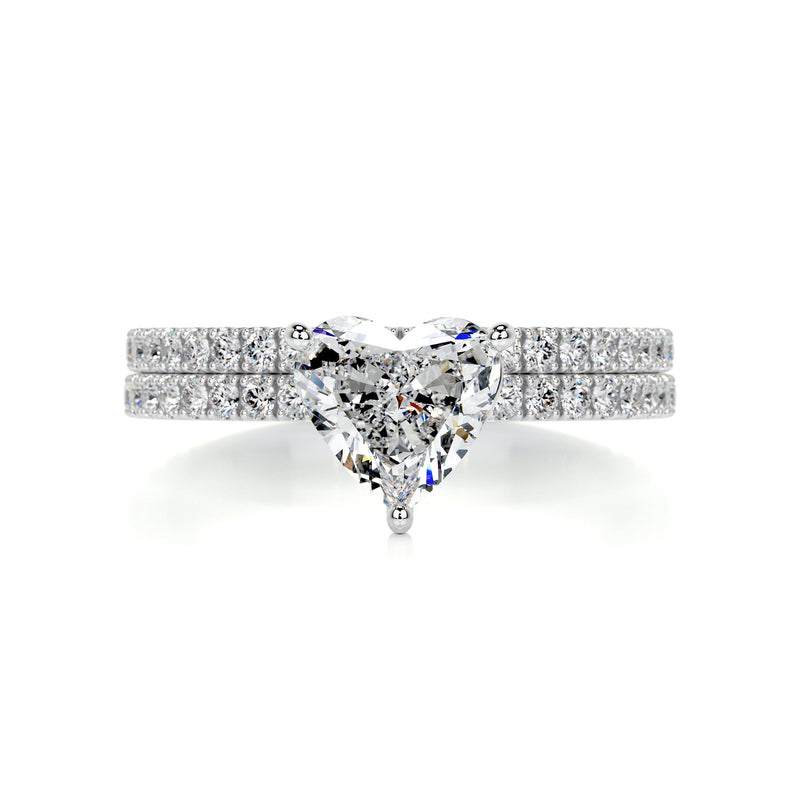 Heart Pave · Moissanite Bridal ring set