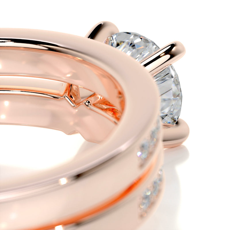 2.90 Carat Round Brilliant Cut Pave Moissanite Bridal ring set