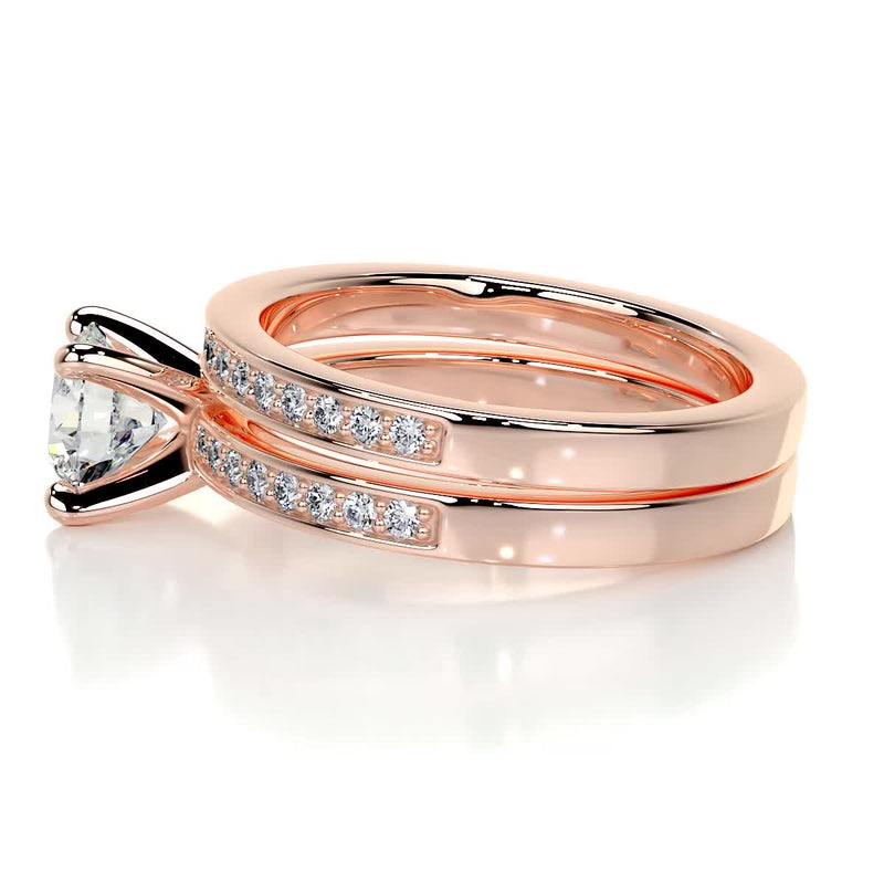 2.90 Carat Round Brilliant Cut Pave Moissanite Bridal ring set