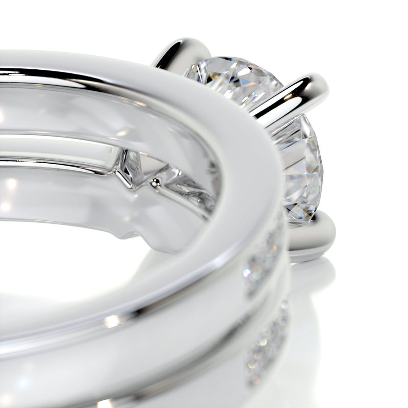 2.90 Carat Round Brilliant Cut Pave Moissanite Bridal ring set