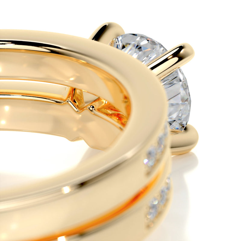 2.90 Carat Round Brilliant Cut Pave Moissanite Bridal ring set