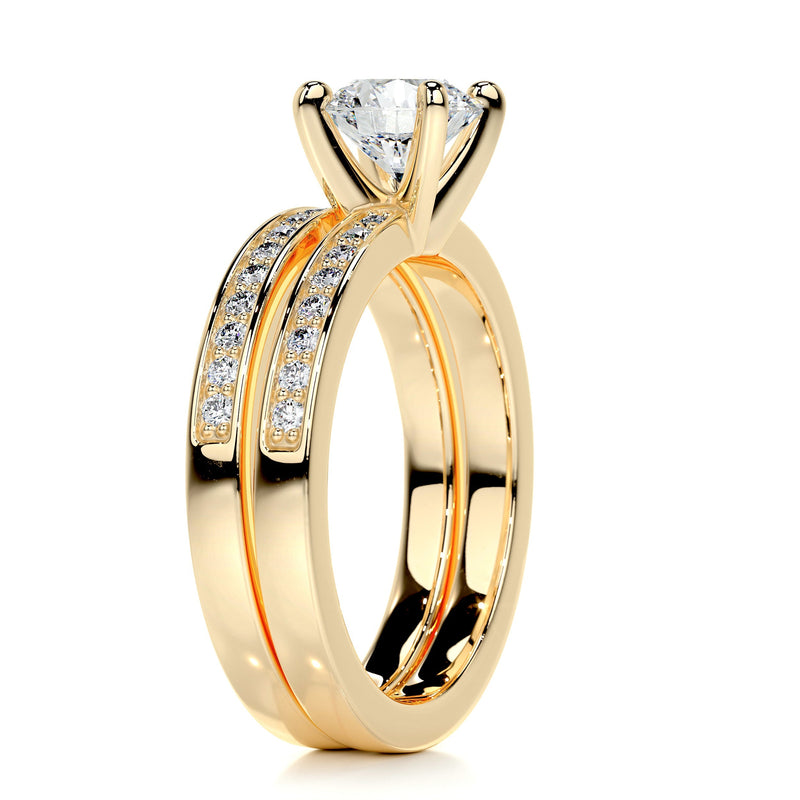 2.90 Carat Round Brilliant Cut Pave Moissanite Bridal ring set