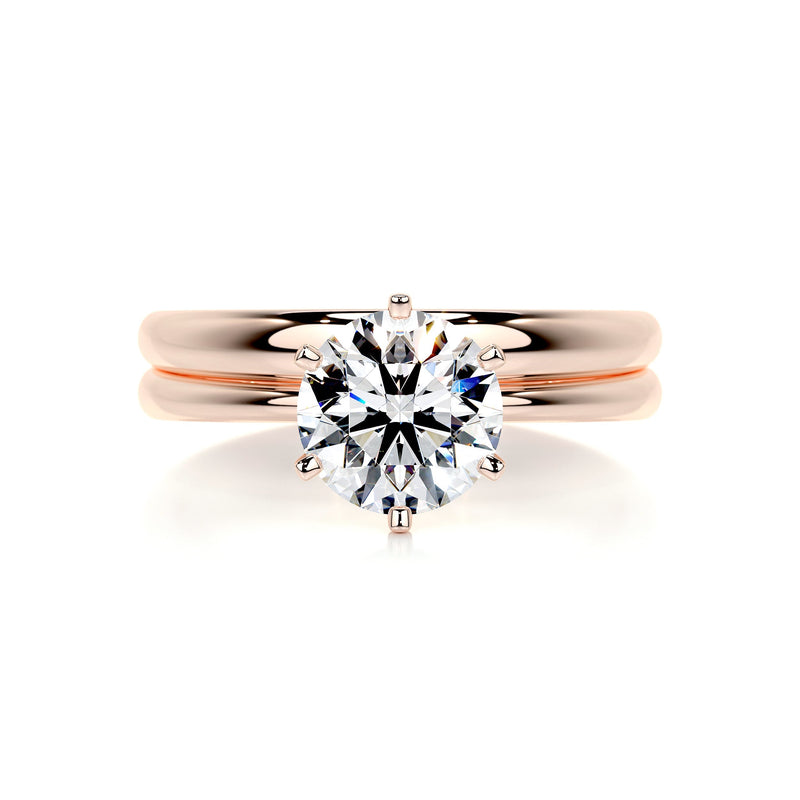 1.6 Carat Round Solitaire Diamond Moissanite Bridal Wedding Ring set