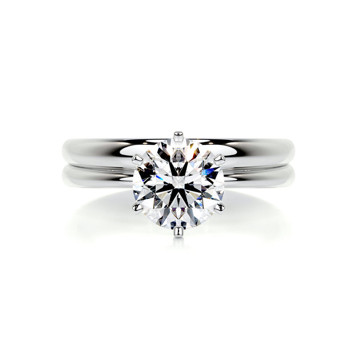 1.6 Carat Round Solitaire Diamond Moissanite Bridal Wedding Ring set