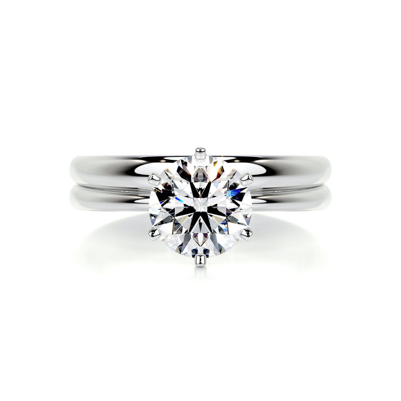 1.6 Carat Round Solitaire Diamond Moissanite Bridal Wedding Ring set
