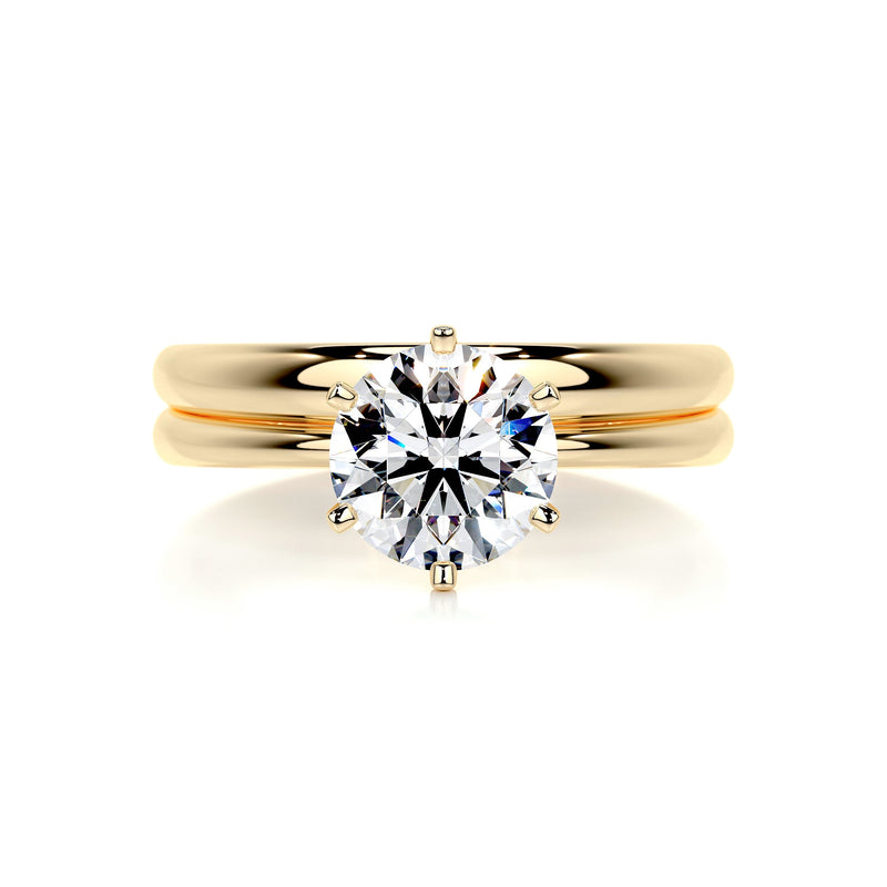 1.6 Carat Round Solitaire Diamond Moissanite Bridal Wedding Ring set