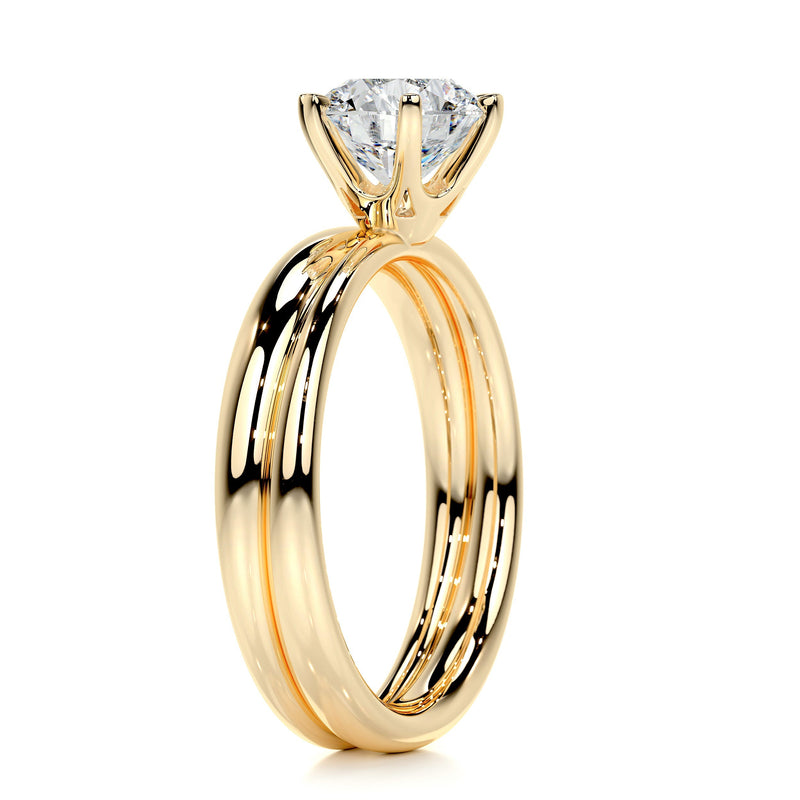 1.6 Carat Round Solitaire Diamond Moissanite Bridal Wedding Ring set
