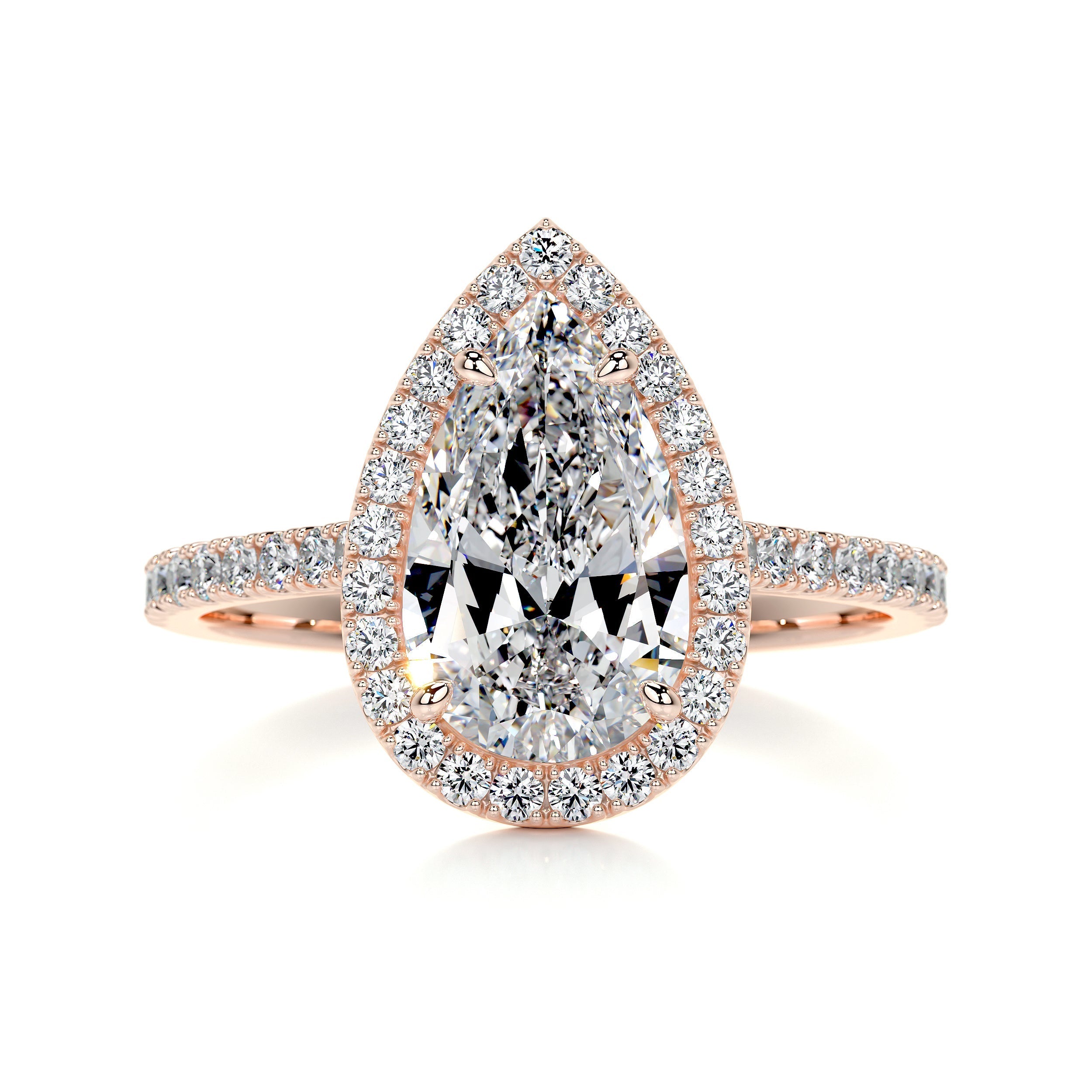 1.98 Carat Pear Halo Moissanite Engagement Ring