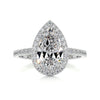 1.98 Carat Pear Halo Moissanite Engagement Ring
