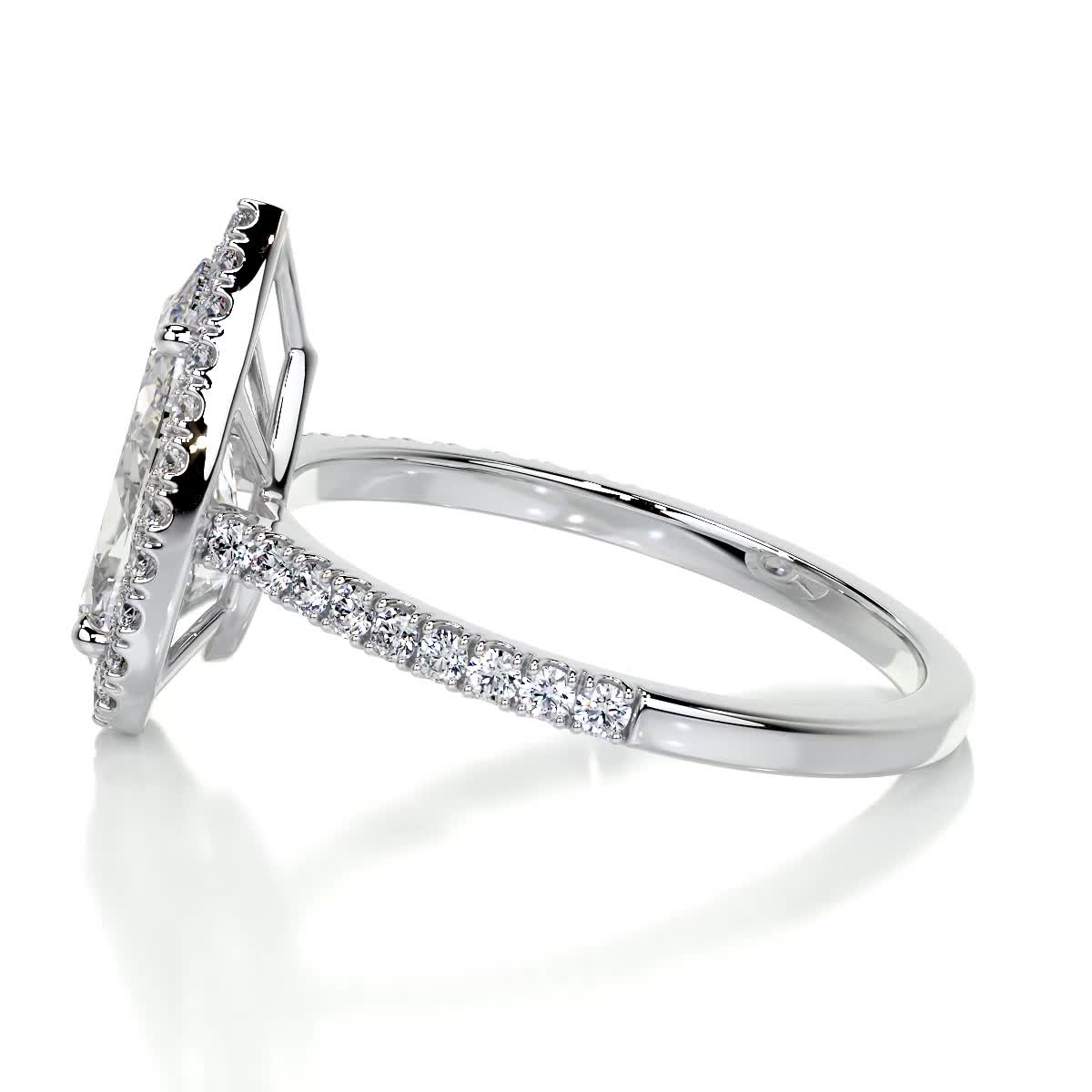 1.98 Carat Pear Halo Moissanite Engagement Ring