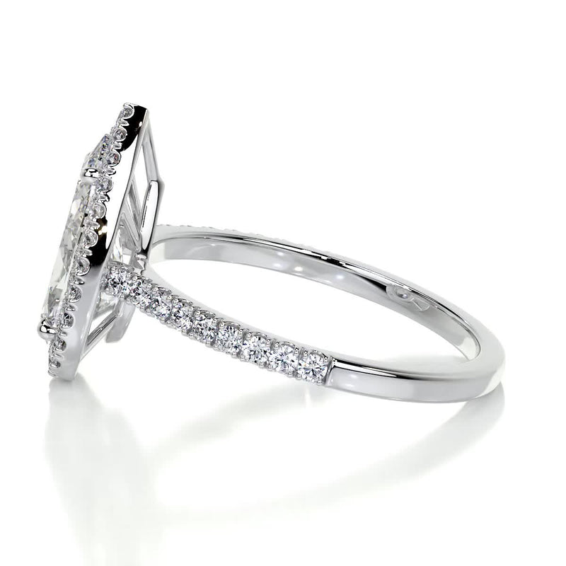 1.98 Carat Pear Halo Moissanite Engagement Ring