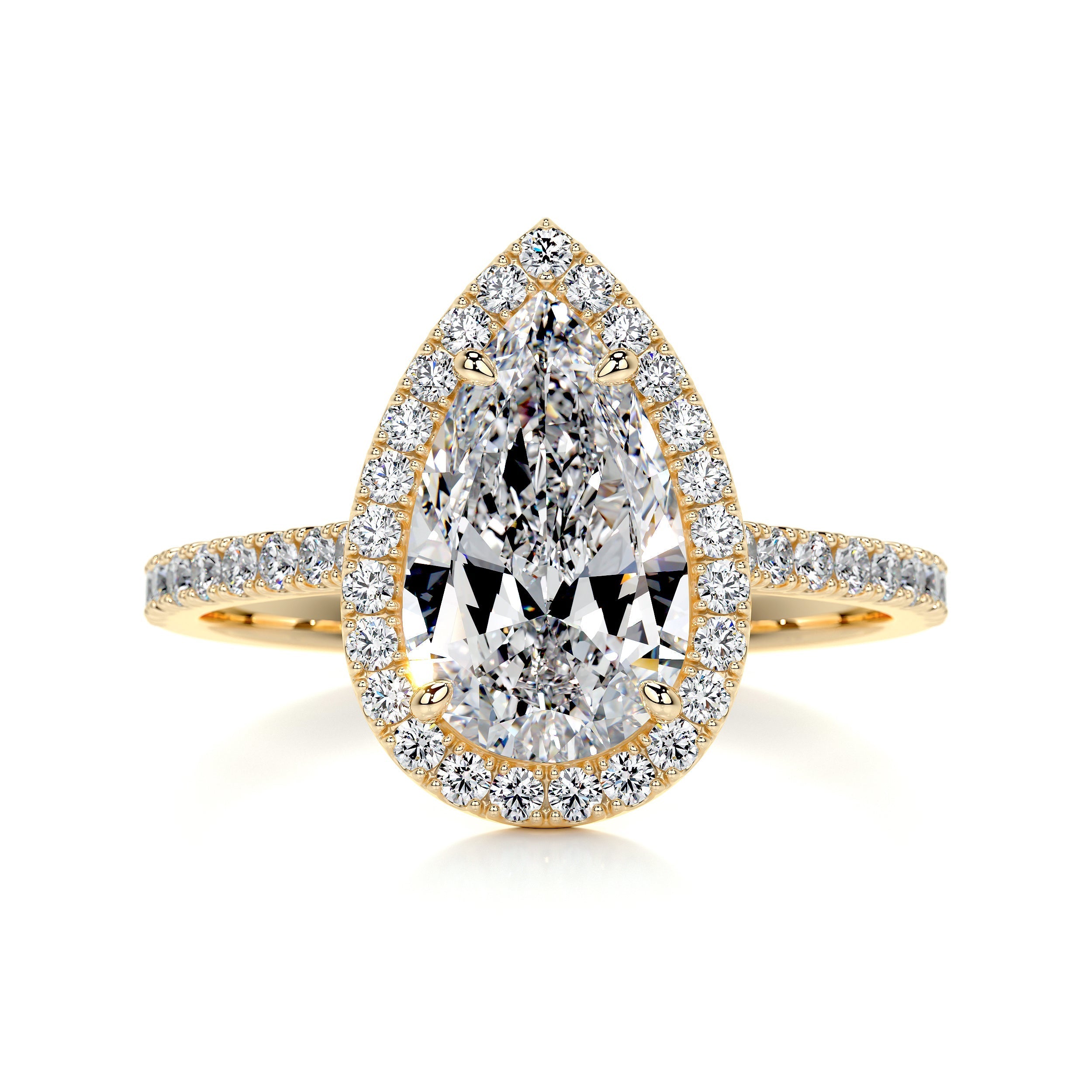 1.98 Carat Pear Halo Moissanite Engagement Ring