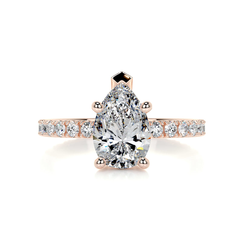 2.1 Carat Pear Pavé Moissanite Engagement Ring