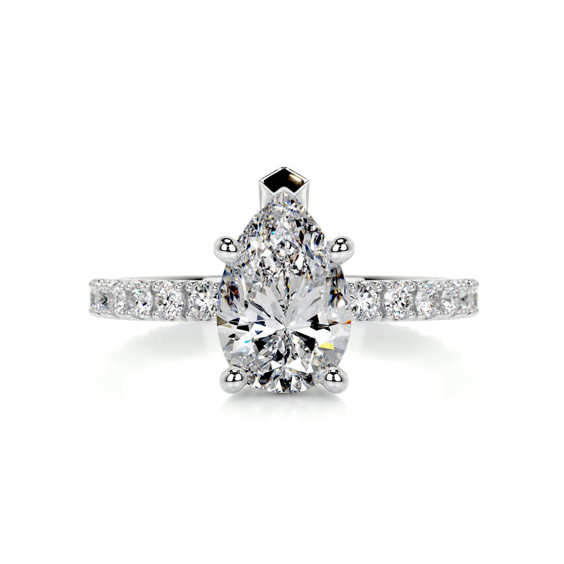 2.1 Carat Pear Pavé Moissanite Engagement Ring