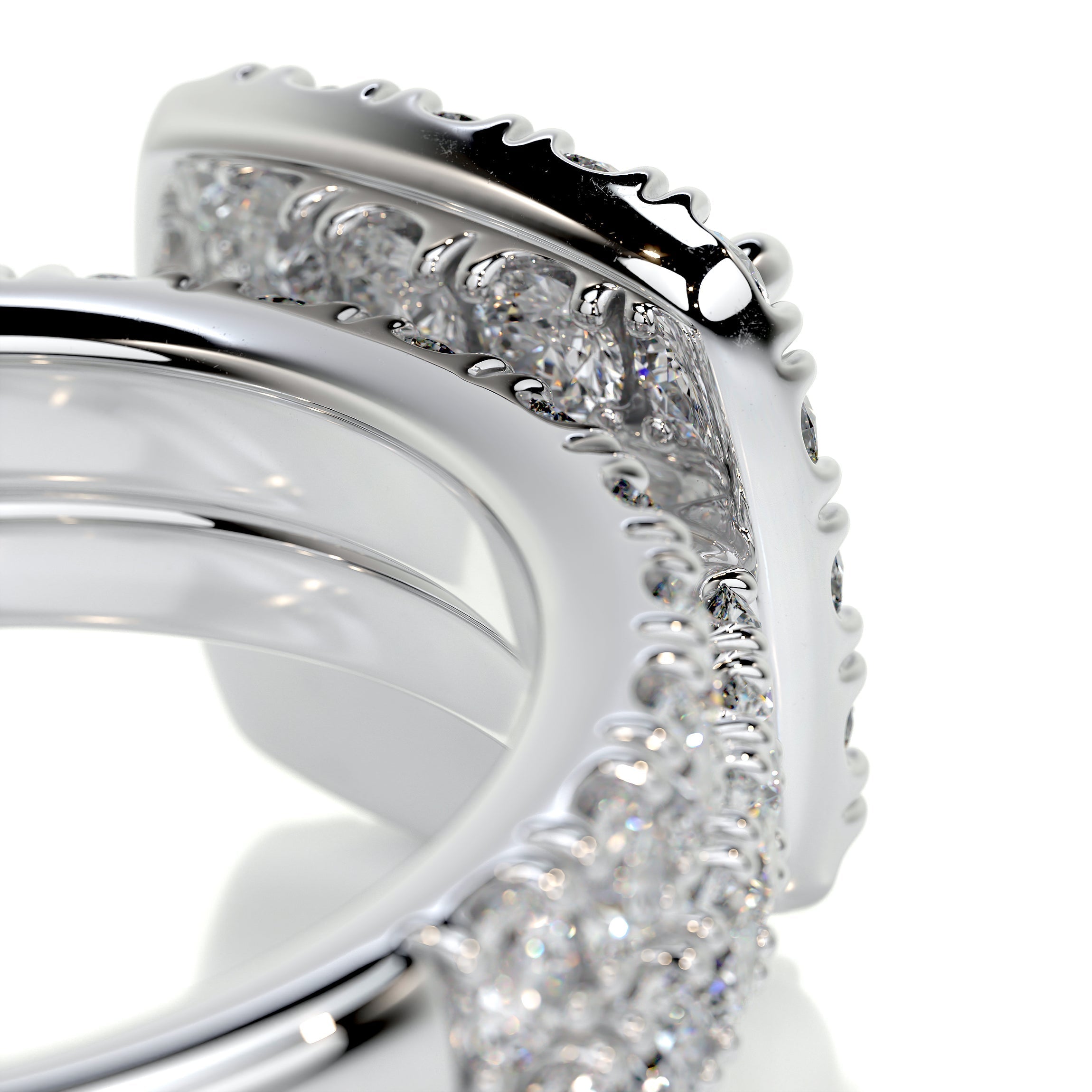 2.85 Carat Round Halo Moissanite Bridal Wedding ring set