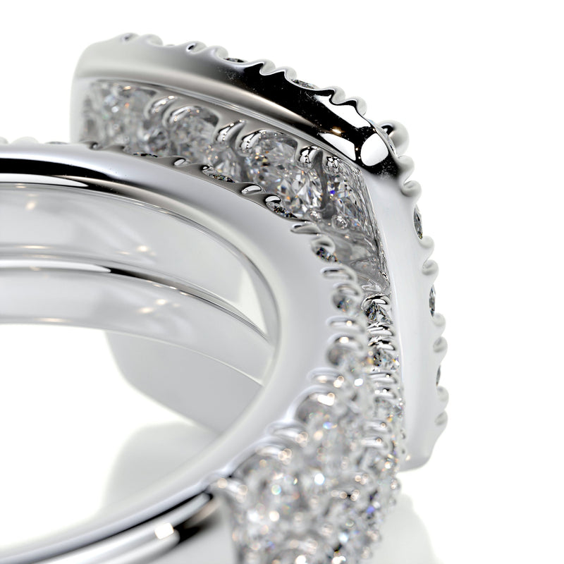 2.85 Carat Round Halo Moissanite Bridal Wedding ring set