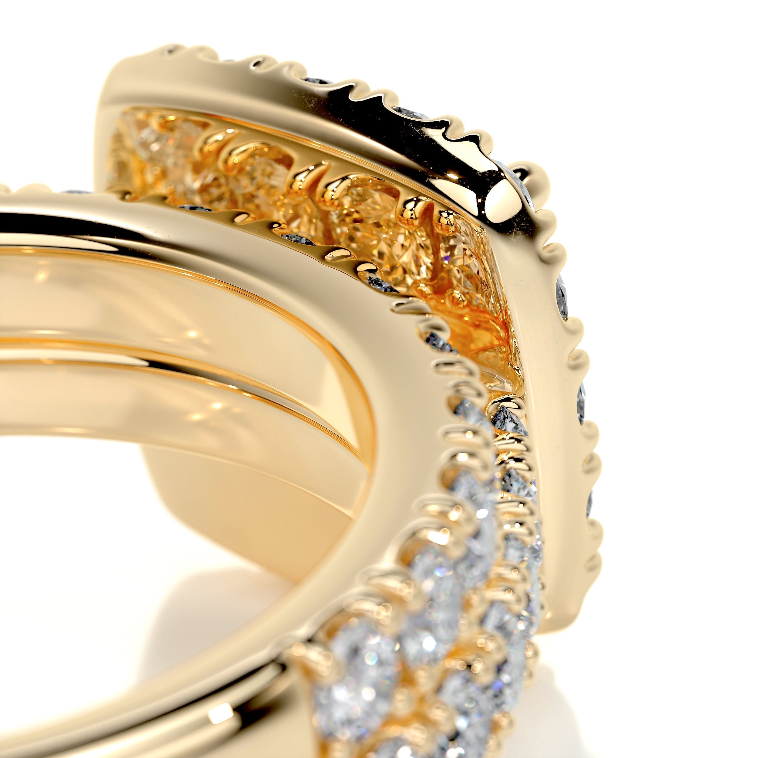 2.85 Carat Round Halo Moissanite Bridal Wedding ring set