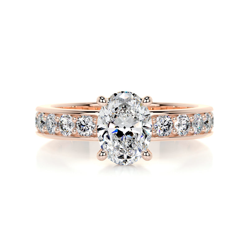 2.5 Carat Oval Channel Set Moissanite Engagement Ring