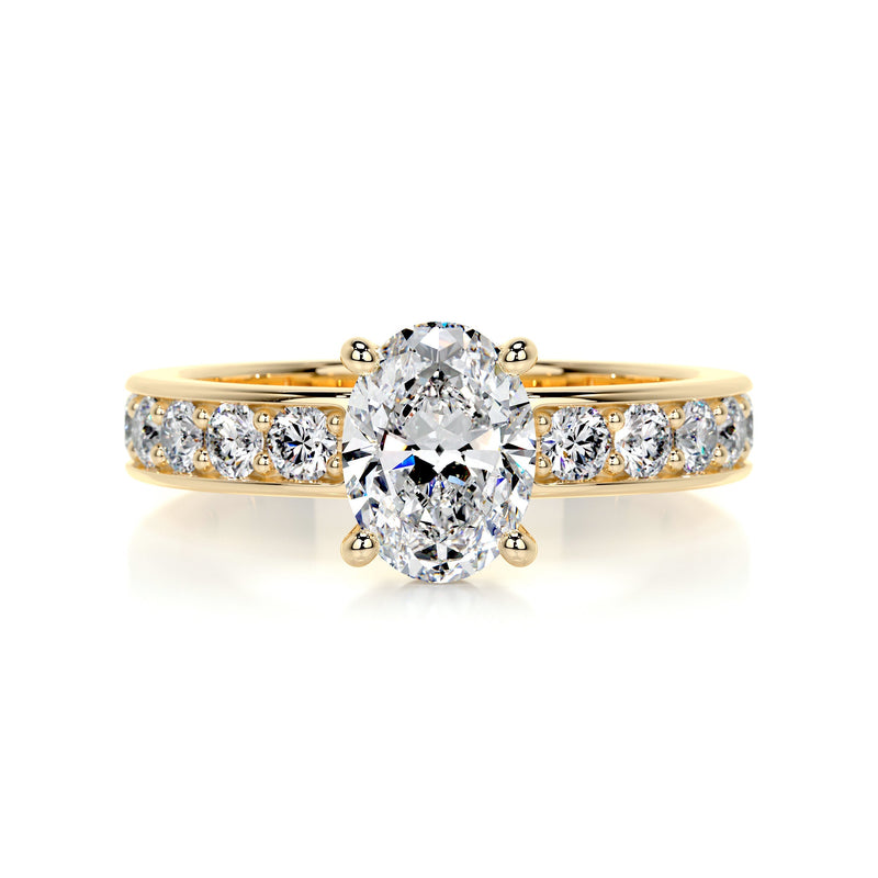 2.5 Carat Oval Channel Set Moissanite Engagement Ring