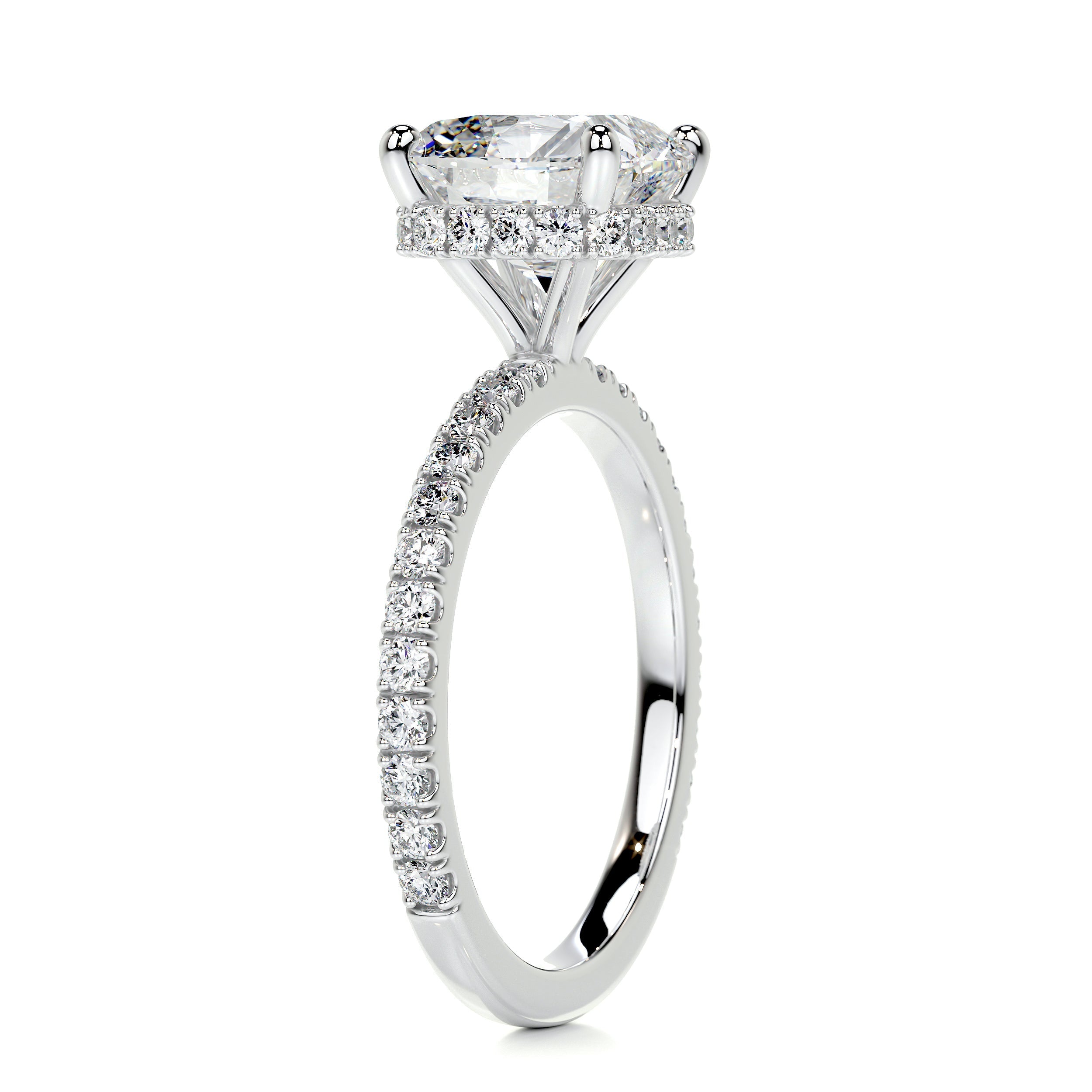 2.7 Carat Cushion Hidden Halo Moissanite Engagement Ring