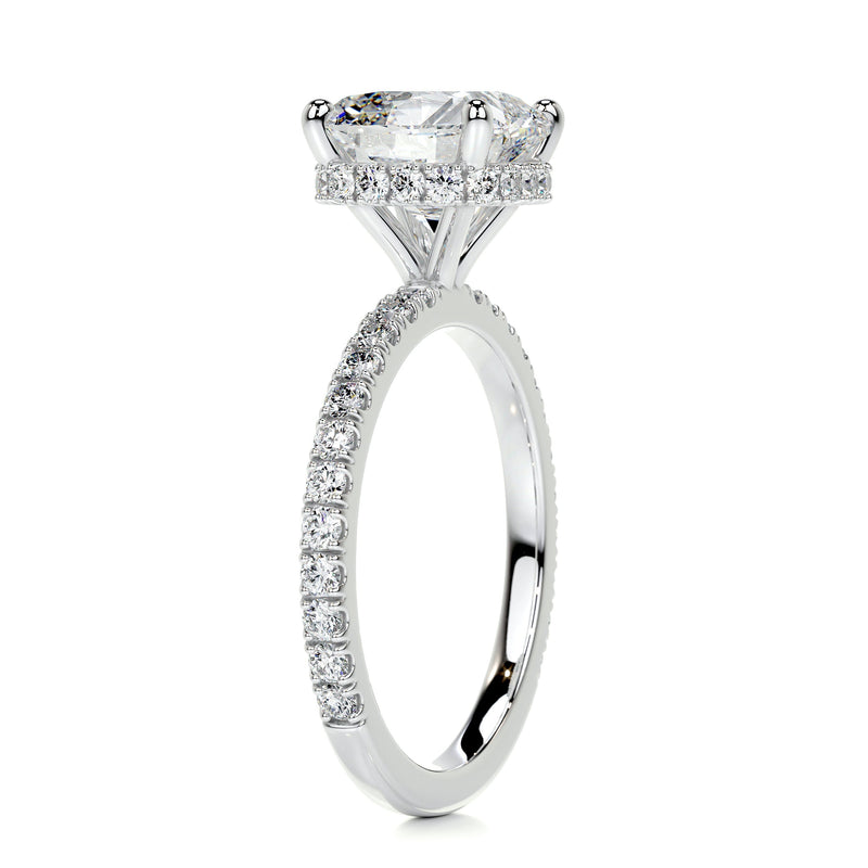 2.7 Carat Cushion Hidden Halo Moissanite Engagement Ring