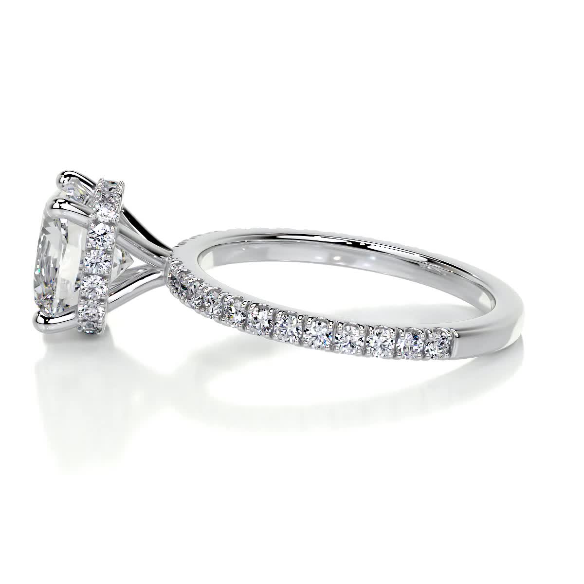 2.7 Carat Cushion Hidden Halo Moissanite Engagement Ring